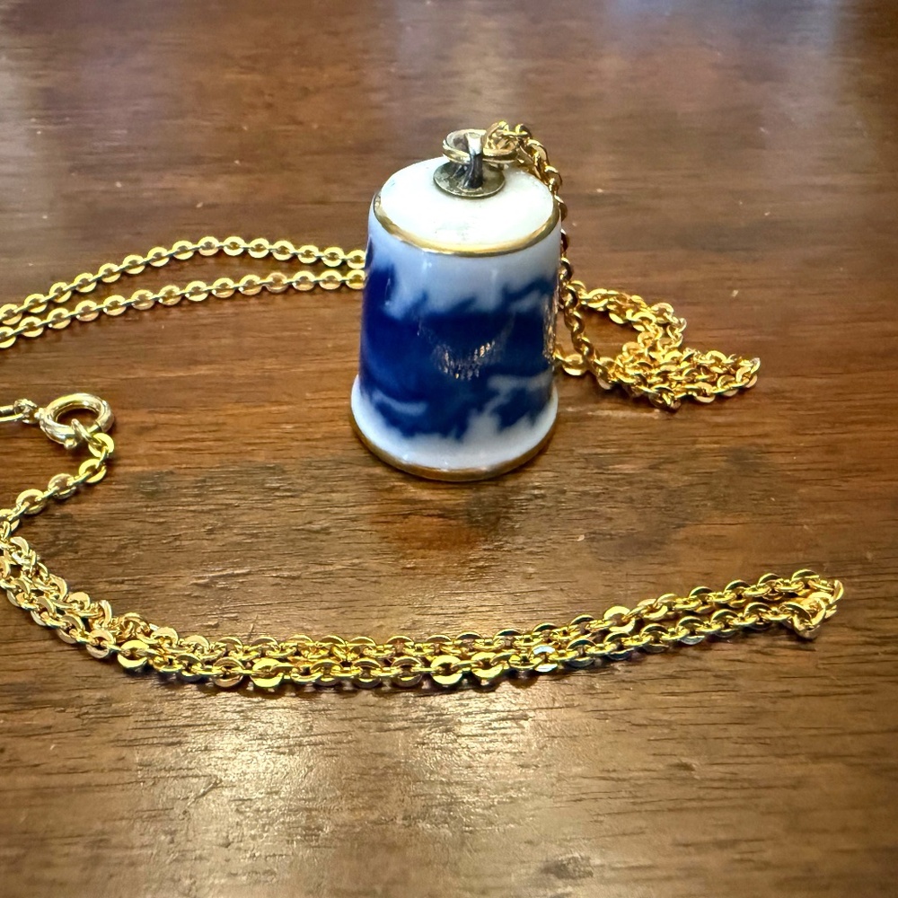 Vintage Porcelain Thimble Necklace
